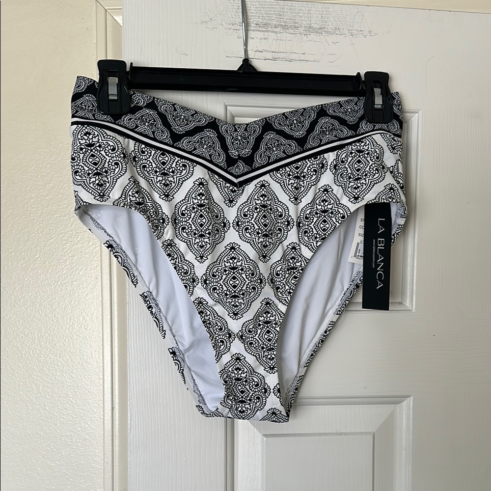 La Blanca Black and White High-Waisted Bikini Bottom